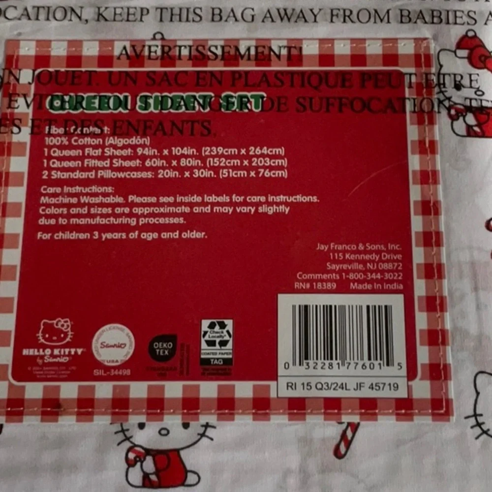 Hello Kitty Sheet Set - White and Red